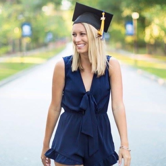 Navy romper with bow in the front - Picture 2 of 12